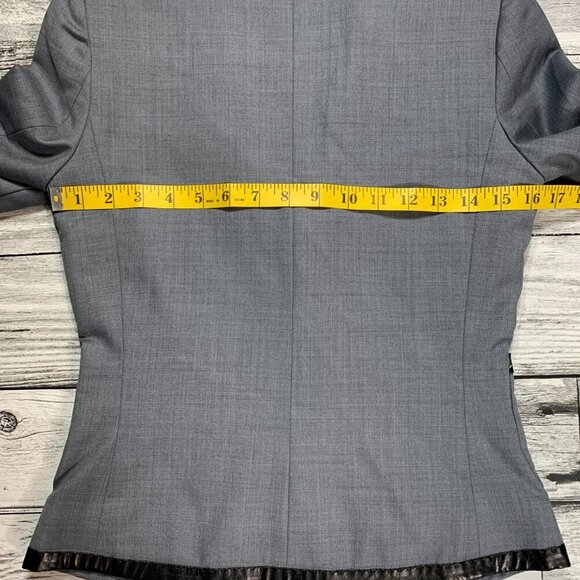 Tart Collections Wool Blend Lamb Leather Trim Fitted Blazer Jacket New - Picture 9 of 16